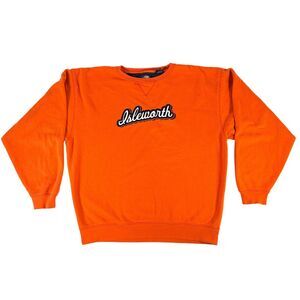 Ahead Isleworth Embroidered Script Orange Crewneck Sweatshirt Men's Size L